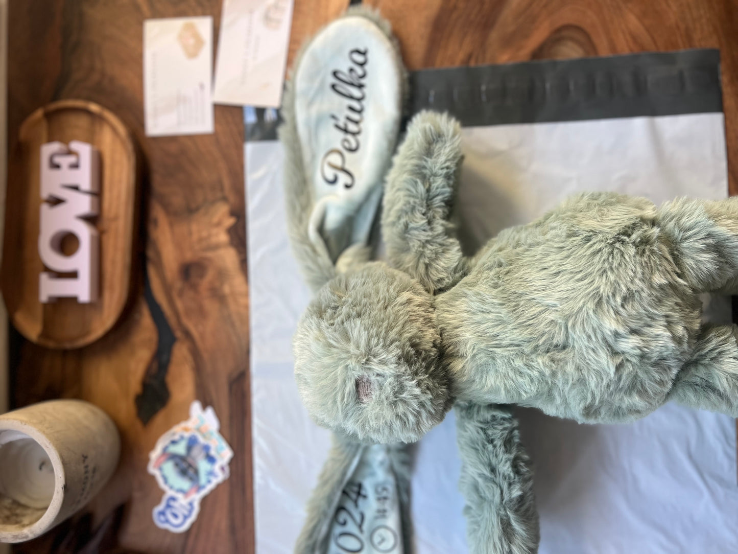 Zelený personalizovaný zajíček