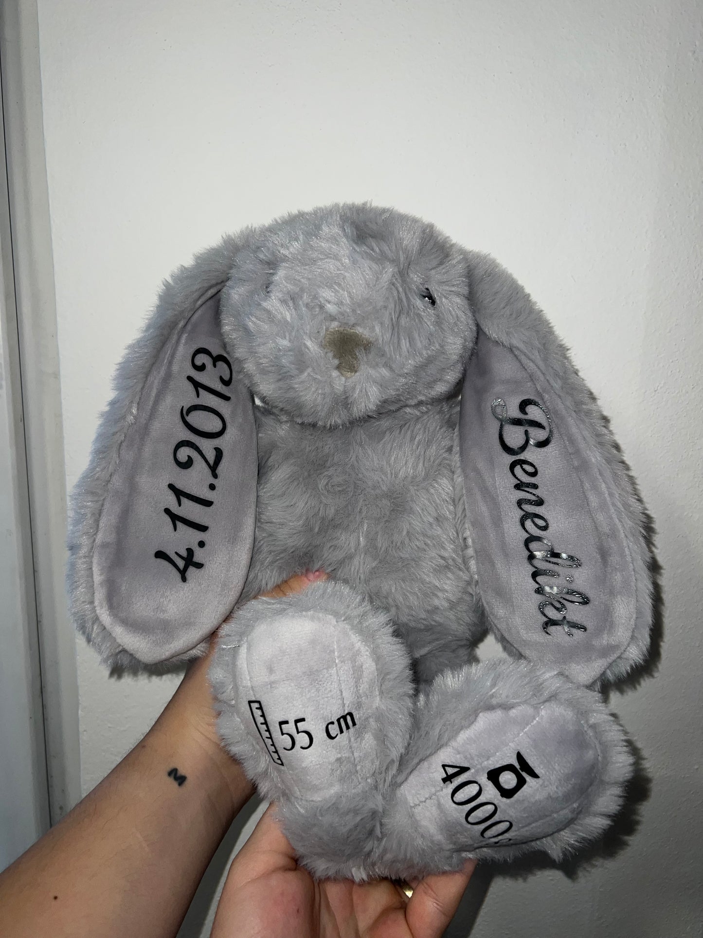 Šedý personalizovaný zajíček
