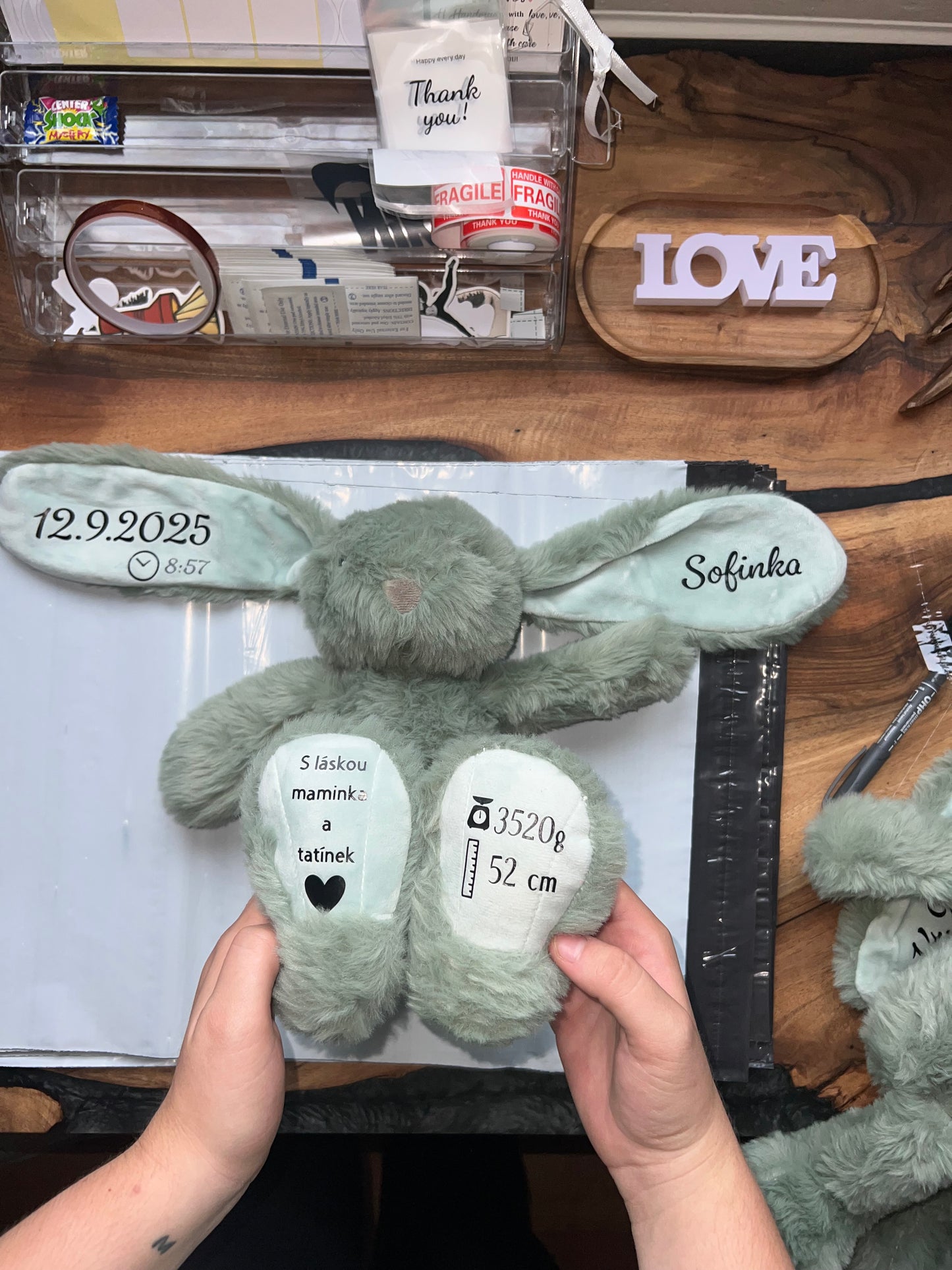 Zelený personalizovaný zajíček