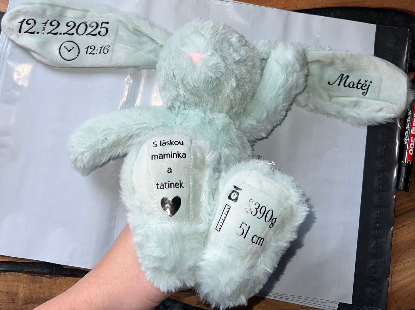 Mentolový personalizovaný zajíček