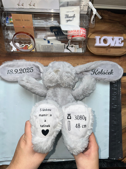 Šedý personalizovaný zajíček
