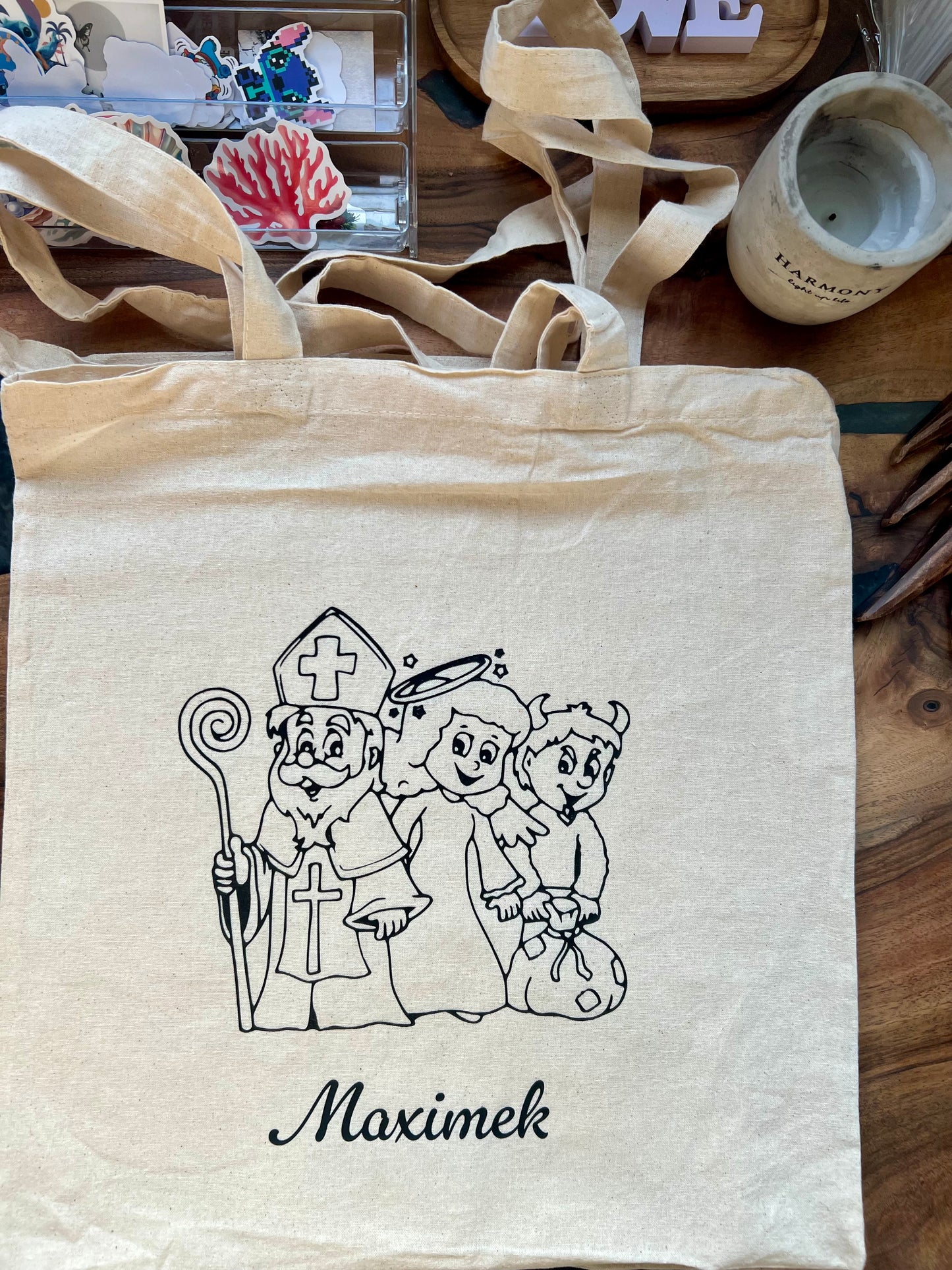 Látková taška na Mikuláše se jménem