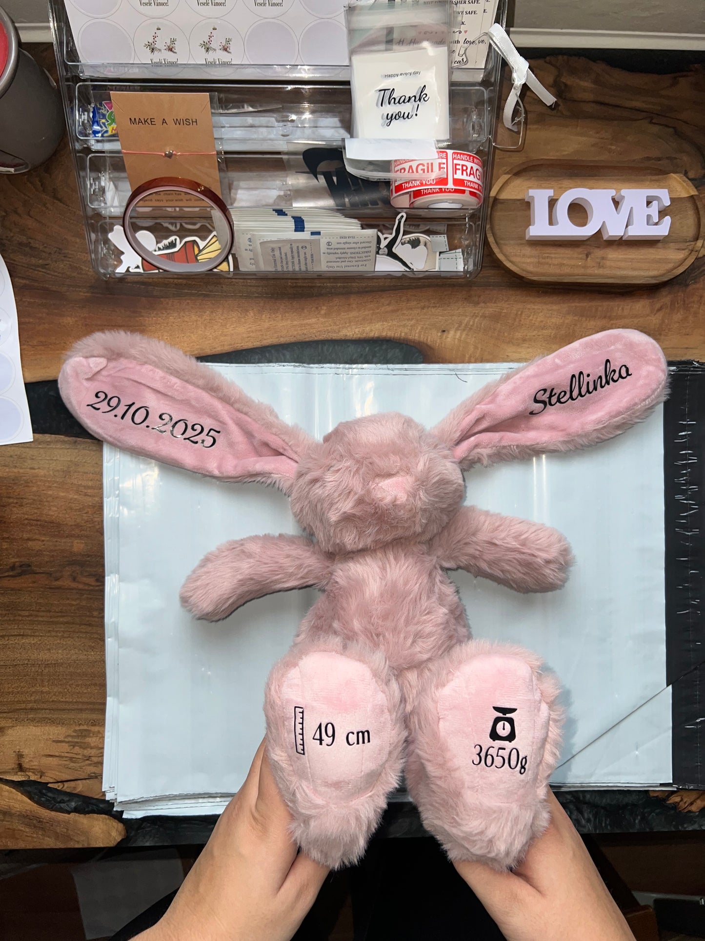 Růžový personalizovaný zajíček